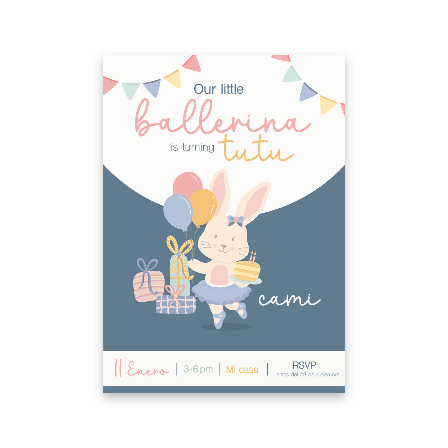 Invitación Stock - Ballerina Bunny